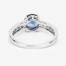 1.90 Carat Genuine Blue Sapphire and White Diamond 14K White Gold Ring-14