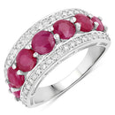3.24 Carat Genuine Ruby and White Diamond 14K White Gold Ring-5