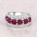 3.24 Carat Genuine Ruby and White Diamond 14K White Gold Ring-8