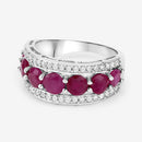 3.24 Carat Genuine Ruby and White Diamond 14K White Gold Ring-10