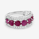 3.24 Carat Genuine Ruby and White Diamond 14K White Gold Ring-11