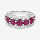 3.24 Carat Genuine Ruby and White Diamond 14K White Gold Ring-12