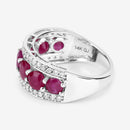 3.24 Carat Genuine Ruby and White Diamond 14K White Gold Ring-13