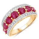 3.24 Carat Genuine Ruby and White Diamond 14K Yellow Gold Ring-5