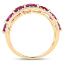 3.24 Carat Genuine Ruby and White Diamond 14K Yellow Gold Ring-6