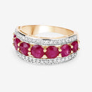 3.24 Carat Genuine Ruby and White Diamond 14K Yellow Gold Ring-11