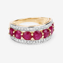 3.24 Carat Genuine Ruby and White Diamond 14K Yellow Gold Ring-13