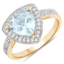 1.58 Carat Genuine Aquamarine and White Diamond 14K Yellow Gold Ring-5