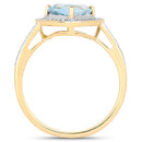 1.58 Carat Genuine Aquamarine and White Diamond 14K Yellow Gold Ring-6