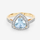 1.58 Carat Genuine Aquamarine and White Diamond 14K Yellow Gold Ring-14