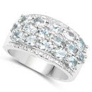 2.44 Carat Genuine Aquamarine & White Topaz .925 Sterling Silver Ring-6