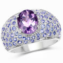4.21 Carat Genuine Amethyst and Tanzanite .925 Sterling Silver Ring-5