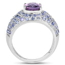 4.21 Carat Genuine Amethyst and Tanzanite .925 Sterling Silver Ring-6