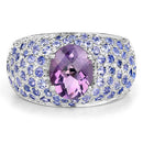4.21 Carat Genuine Amethyst and Tanzanite .925 Sterling Silver Ring-8