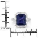 3.70 Carat Genuine Iolite and White Diamond 14K White Gold Ring-7