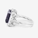 3.70 Carat Genuine Iolite and White Diamond 14K White Gold Ring-12