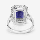 3.70 Carat Genuine Iolite and White Diamond 14K White Gold Ring-13
