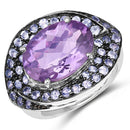 5.95 Carat Genuine Amethyst and Tanzanite .925 Sterling Silver Ring-4