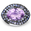 5.95 Carat Genuine Amethyst and Tanzanite .925 Sterling Silver Ring-6