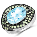 7.39 Carat Genuine Blue Topaz and Peridot .925 Sterling Silver Ring-4