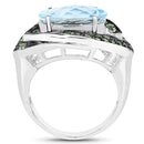 7.39 Carat Genuine Blue Topaz and Peridot .925 Sterling Silver Ring-5