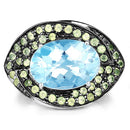 7.39 Carat Genuine Blue Topaz and Peridot .925 Sterling Silver Ring-6