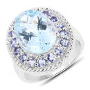 7.41 Carat Genuine Blue Topaz and Tanzanite .925 Sterling Silver Ring-5