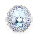 7.41 Carat Genuine Blue Topaz and Tanzanite .925 Sterling Silver Ring-8