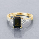 1.73 Carat Genuine Green Tourmaline and White Diamond 14K Yellow Gold Ring-8