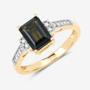 1.73 Carat Genuine Green Tourmaline and White Diamond 14K Yellow Gold Ring-10