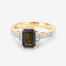 1.73 Carat Genuine Green Tourmaline and White Diamond 14K Yellow Gold Ring-11