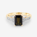 1.73 Carat Genuine Green Tourmaline and White Diamond 14K Yellow Gold Ring-14