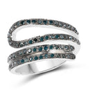 0.83 Carat Genuine Blue Diamond .925 Sterling Silver Ring-4