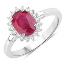 1.58 Carat Genuine Ruby and White Diamond 10K White Gold Ring-1