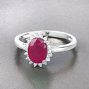 1.58 Carat Genuine Ruby and White Diamond 10K White Gold Ring-4