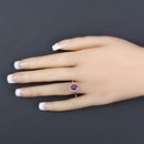 1.58 Carat Genuine Ruby and White Diamond 10K White Gold Ring-5