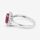 1.58 Carat Genuine Ruby and White Diamond 10K White Gold Ring-6
