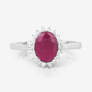 1.58 Carat Genuine Ruby and White Diamond 10K White Gold Ring-8
