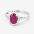 1.58 Carat Genuine Ruby and White Diamond 10K White Gold Ring-9