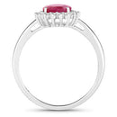 1.58 Carat Genuine Ruby and White Diamond 10K White Gold Ring-2
