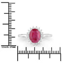 1.58 Carat Genuine Ruby and White Diamond 10K White Gold Ring-3