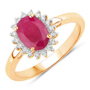 1.58 Carat Genuine Ruby and White Diamond 10K Yellow Gold Ring-1