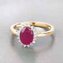 1.58 Carat Genuine Ruby and White Diamond 10K Yellow Gold Ring-4