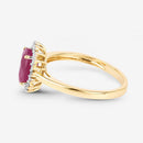 1.58 Carat Genuine Ruby and White Diamond 10K Yellow Gold Ring-6
