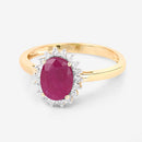 1.58 Carat Genuine Ruby and White Diamond 10K Yellow Gold Ring-9