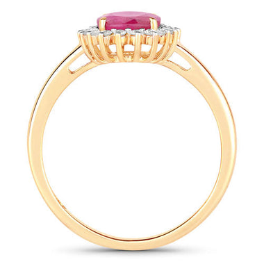1.58 Carat Genuine Ruby and White Diamond 10K Yellow Gold Ring - 0