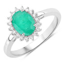 1.34 Carat Genuine Zambian Emerald and White Diamond 10K White Gold Ring-1