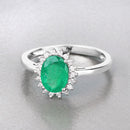 1.34 Carat Genuine Zambian Emerald and White Diamond 10K White Gold Ring-4