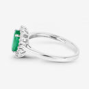 1.34 Carat Genuine Zambian Emerald and White Diamond 10K White Gold Ring-6