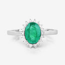 1.34 Carat Genuine Zambian Emerald and White Diamond 10K White Gold Ring-8